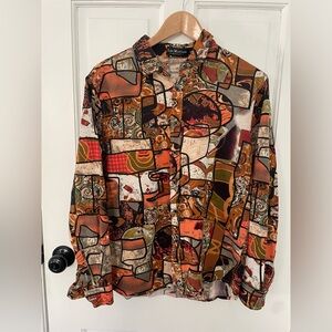 Luc Matton men’s size medium cotton linen blend long sleeve buttonup dress shirt